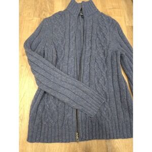 CHEROLEE Men's‎ Full Zip Lambswool Blend Cable Knit Cardigan Sweater Size M Blue